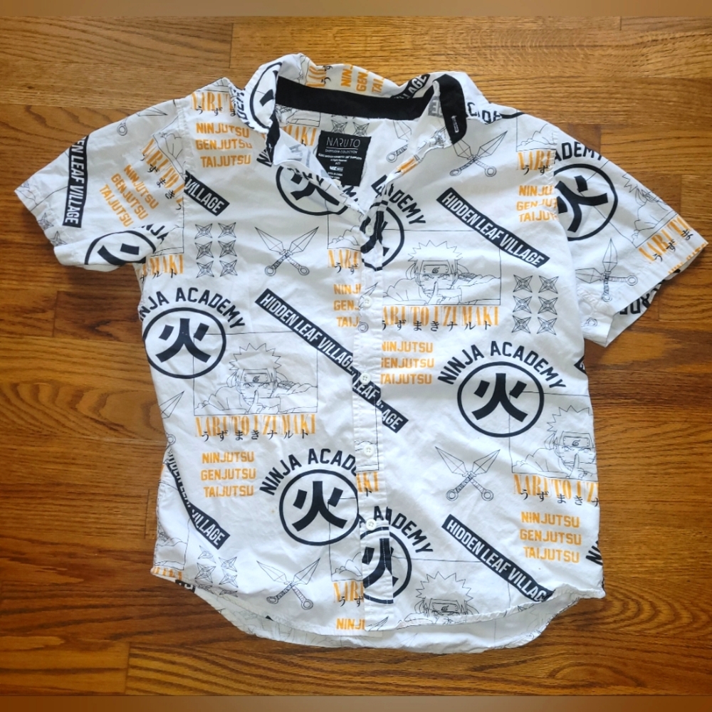 2002 Naruto Shippuden Button Down Shirt Hidden Leaf Village Men's Size M